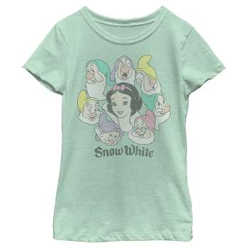 Girl's Snow White and the Seven Dwarfs Princess and Dwarf Group Portraits T-Shirt