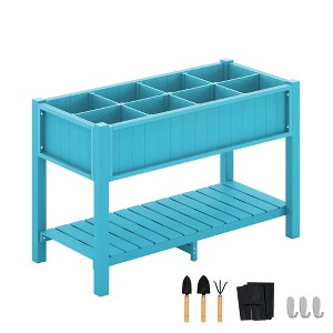 Arceso Elevated Planter Box with Legs and Shelf, 8 DIY Pocket HDPS Raised Garden Bed with Tools, No Crack, Large Outdoor Herb Raised Beds - 1 of 4