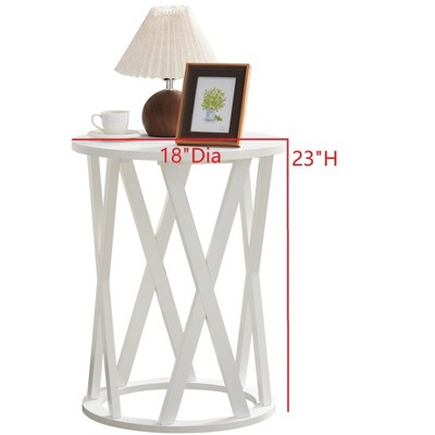 Kings Brand Furniture Vienna Round Side End Table, X-Motifs Design Accent Table for Living Room, Bedroom