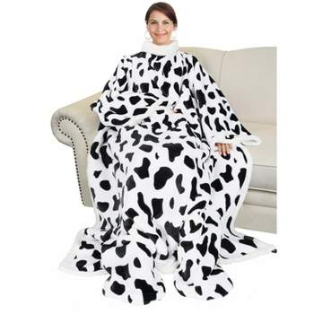Catalonia High Pile Fleece Wearable Blanket with Sleeves & Foot Pockets for Adult, Comfy Snuggle Wrap Sleeved Throw Blanket Robe