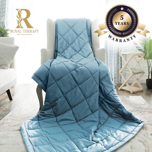 Royal Therapy Weighted Blanket Adult Kids Bed 100 Calming Cotton Blanket with Glass Beads Soft Sky 25lbs 60