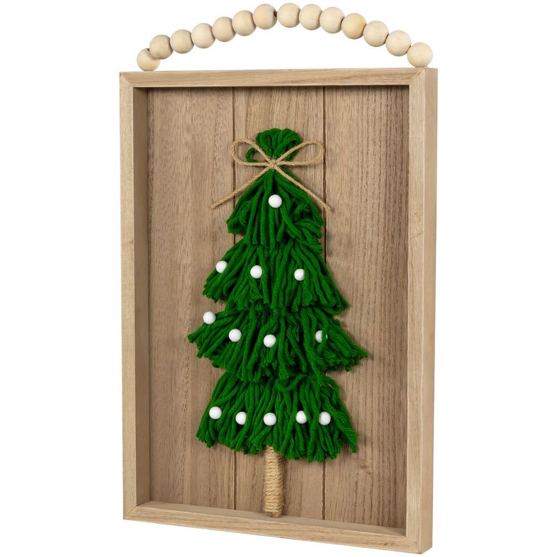 Northlight 14" Knitted Christmas Tree Wooden Framed Wall Sign, 3 of 7