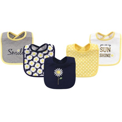 Hudson Baby Infant Girl Cotton Bibs 5pk, Daisy, One Size