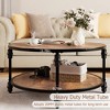 Round Coffee Table for Living Room, Rustic Center Table with Storage Shelf, 2-Tier Wood Circle Coffee Table - 3 of 4