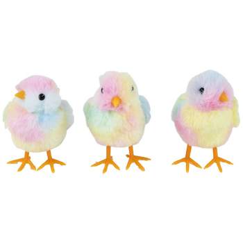 Northlight Plush Tie Dye Easter Chick Figurines - 4.25" - Set of 3
