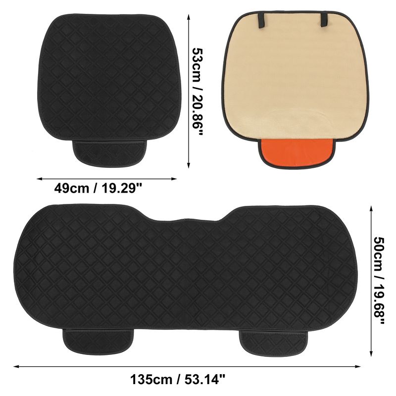 Unique Bargains Breathable Protector Flax Sponge Automotive Seat Pads Black 1 Set, 3 of 5