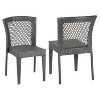 Gulches 2-Pack Grey Outdoor Stacking Side Chairs - PE Wicker Iron Frame, Diamond-Mesh Back, Weather-Resistant, 10-Min Setup for Patio/Balcony - 4 of 4