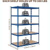5 Tier Heavy Duty Shelving,2500LBS Industrial Storage Rack,Adjustable Metal Garage Shelves for Warehouse, Basement,Pantry, 48" W x 24" D x 71" H,Blue - 3 of 4