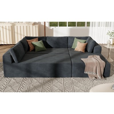 CAVINAS Stylish Modular Sectional Sofa with High-Resilience Sponge,the Couch for Bedroom,Living Room and Apartment,Gray