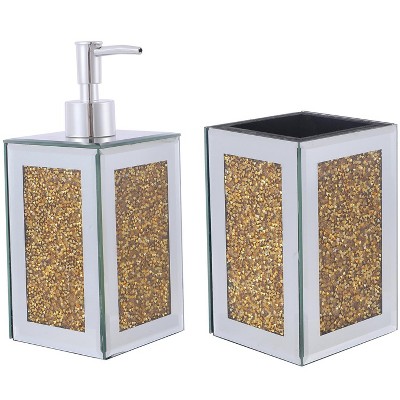 JANSNO Exquisite 2 Piece Square Soap Dispenser and Toothbrush Holder
