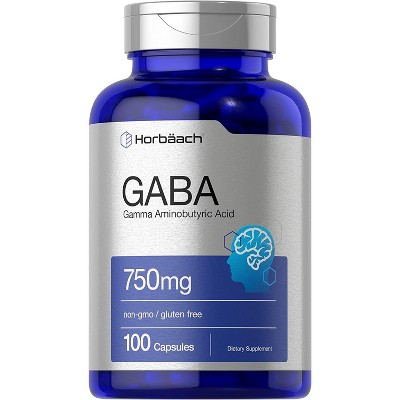 Horbaach GABA 750mg (Gamma Aminobutyric Acid) | 100 Capsules