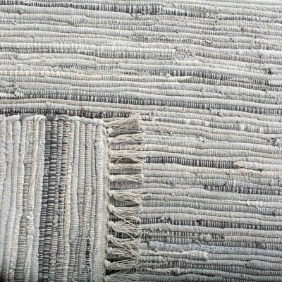Handwoven Striped Gray Cotton Square Area Rug - 8' x 8'