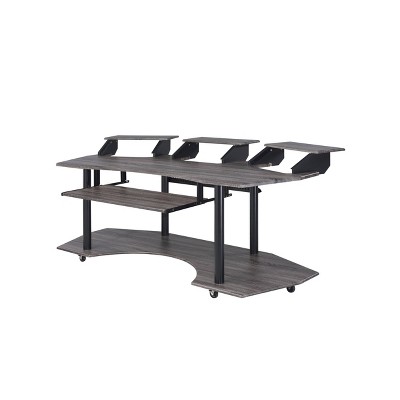 Eleazar 3 Stands Computer Desk Black Oak - Acme Furniture : Target