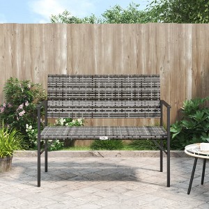 vidaXL 2-Seater Patio Bench Gray Poly Rattan - 1 of 4