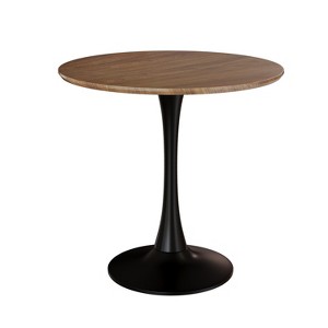 Vynxaria 31.5" Walnut Round Dining Table - Tulip Style, MDF Top & Pedestal Base, Mid-Century, for 2-4 People, Office & Living Room - 1 of 4