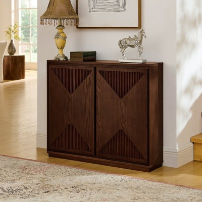 MOEPISY Mid Century Modern V-shape Storage Cabinet Dark Walnut