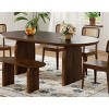 6 PCS Farmhouse Style Dining Set, Oval Solid Wood Table with Trestle Base, 1 Bench and 4 Wood Frame Chairs with Rattan-Back-Coolbibila - 2 of 4