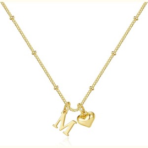 Heart Initial Necklace for Women & Girls, 14K Gold Plated Letter Pendant Birthday Gift - 1 of 4
