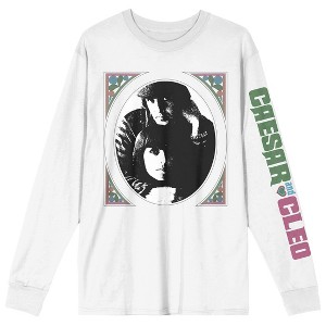 Sonny & Cher Caesar And Cleo Art Crew Neck Long Sleeve White Adult Tee - 1 of 4