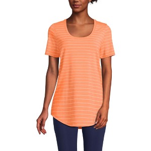Lands' End Women's Short Sleeve Power Performance Scoop Neck Curved Hem Tunic Tee - 1 of 4