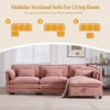 112" Chenille L-Shaped Modular Sectional Sofa with Movable Storage Ottoman, Built-in USB & Type-C Ports, Phone Holder, Double Side Pockets - 2 of 4