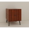 Airsurfer Medium Rich Walnut Nightstand Mid-Century Modern Nightstand Bedroom Storage for Bedroom Organization - 4 of 4