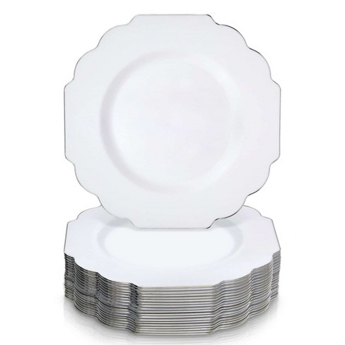 Silver Spoons Elegant Disposable Plastic Plates For Party, Heavy Duty White Disposable  Plate Set, Dinner Plates - 10.25”, (10 Pc) - Vintage : Target