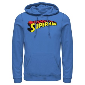 Men's Superman Classic Text Logo Pull Over Hoodie - 1 of 3