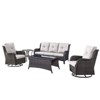 Gymojoy 5 Pieces Outdoor Wicker Sofa with Swivel Chairs, Coffee Table, Patio Furniture Set - 2 of 4