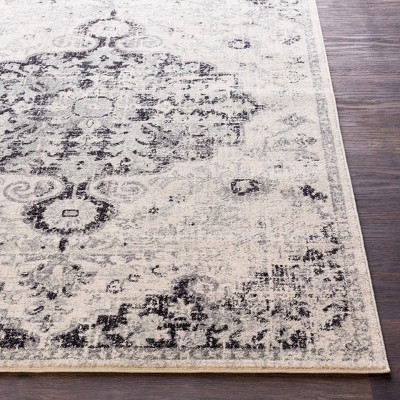 Harput Black and White Rectangular Synthetic Area Rug