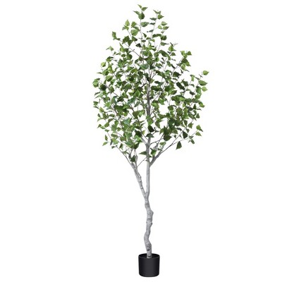 Kazeila Artificial Betula Tree in Pot, Pre Potted Faux Greenry Tree for Home Decor, Big Fake Plants