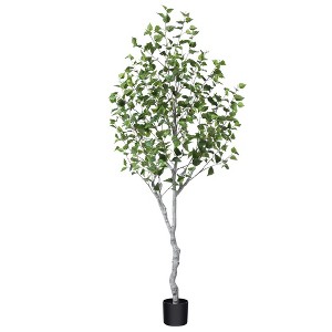 Kazeila Artificial Betula Tree in Pot, Pre Potted Faux Greenry Tree for Home Decor, Big Fake Plants - 1 of 4