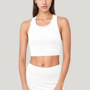 Anna-Kaci Active Women's High Neck Ribbed Sports Bra with Longline Fit and Wide Strap Support for Low to Medium Impact Workouts - 1 of 4