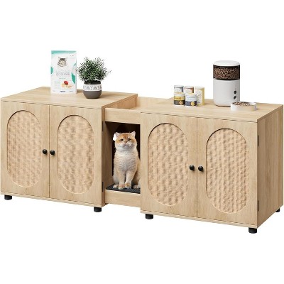 Acekool Dual Cat Litter Cabinet - Hidden Box & Storage Shelf