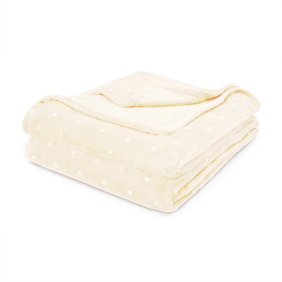 Fleece Plush Throw Blanket Medium Weight Fluffy Soft Decorative Bedding, Throw, Ivory - Blue Nile Mills
