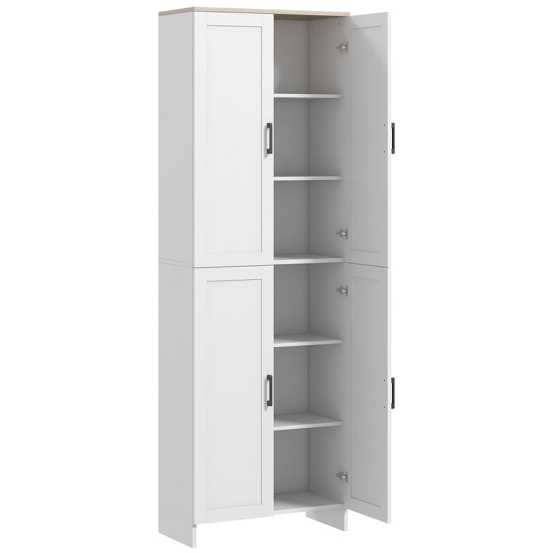 HOMCOM 72" Freestanding Kitchen Pantry, 4-Door Storage Cabinet Organizer with Adjustable Shelves, Kitchen Cabinet with Doors and Shelves, White, 4 of 7