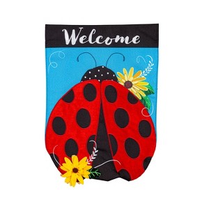 Evergreen Ladybug Welcome Linen Garden Flag 12 x 18 Inches Indoor Outdoor Decor - 1 of 2