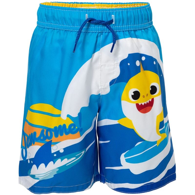 Pinkfong Baby Shark Rash Guard and Swim Trunks Outfit Set Toddler, 3 of 8