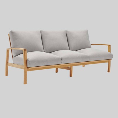 Orlean Outdoor Patio Eucalyptus Wood Sofa Natural Light Gray - Modway