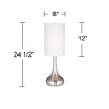 360 Lighting Modern Table Lamps 24.5" High Set of 2 Brushed Steel Droplet White Cylinder Shade for Living Room Family Bedroom Bedside Office - 4 of 4