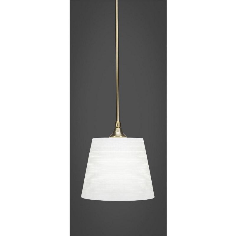 Toltec Lighting Stem 1 - Light Pendant in  New Aged Brass with 10" White Matrix Shade, 1 of 2