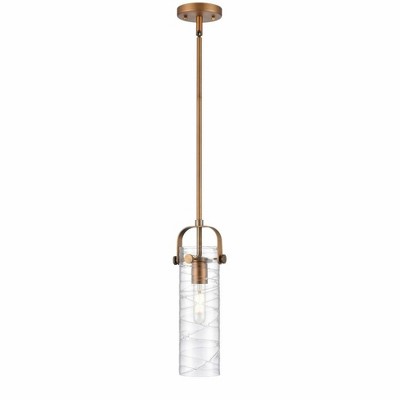 Pilaster II Cylinder - 1 Light Stem Hung Pendant In Industrial Style-14.5 Inches Tall and 5 Inches Wide