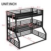 Kumasinova Metal Triple Bunk Bed, Heavy-Duty Steel Bed Frame with Full-Length Guardrails, Noise-Reducing Design for Shared Kids' Rooms/Guest Spaces - 2 of 4