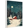 Amanti Art Red Houses and Snowy night sky by Pictufy Studio Canvas Wall Art Print Framed - 2 of 4