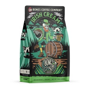 Bones Coffee Company Irish Cream Ground Coffee Beans Nutty Flavor 12 oz Medium Roast (Ground) - 1 of 3