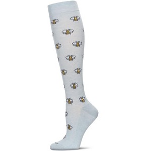 Memoi Women's Bees Bamboo Blend 8-15 MMHG Graduated Compression Socks Light Blue 9-11 - 1 of 3