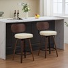 Grungis PU Leather Swivel Bar Stools Set of 2,Counter Stools with Walnut Back and Bentwood Legs,Kitchen Chairs for Kitchen Island,Home Pub - 2 of 4