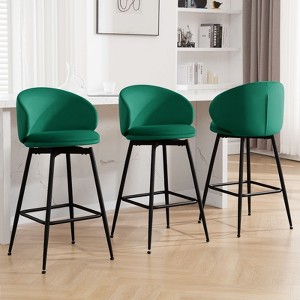 Bekrvio 30" Bar Height Stools - Swivel Velvet Barstools with Back, Modern Upholstered High Chairs for Kitchen Counter, Home Pub - 1 of 4