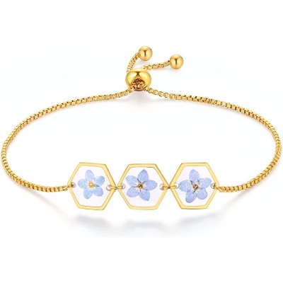Pressed Wildflower Bracelet | Pressed Flower Bracelet | Gold/Silver Pressed Flower Jewelry | Personalized Handmade Jewelry