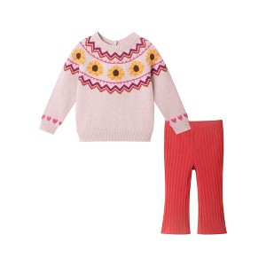 Andy & Evan  Infant  Oatmeal Sunflower Fair Isle Sweater w/Flare Legging Set - 1 of 4